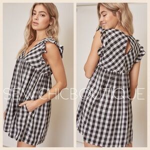 Sleeveless Checkered Ruffle Mini Dress